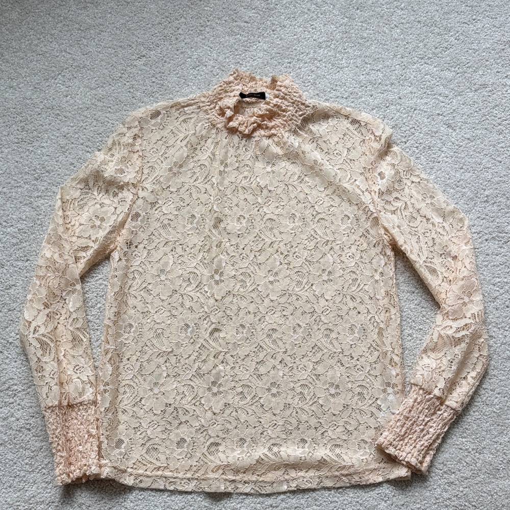 & Other Stories - Elegant Lace Ruffled See Through Top